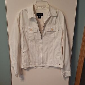 Jones New York White Jean Jacket Classic Denim Style